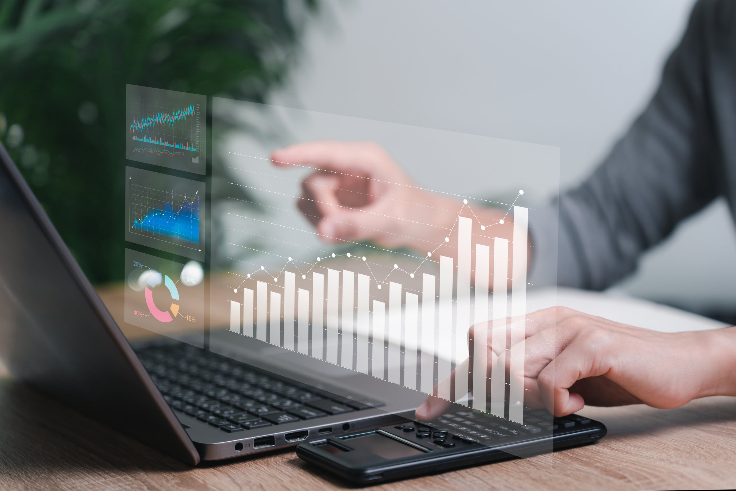 Smart digital marketing and data management concept, Business women analysis chart strategic planning for sustainable development and financial and investment marketing